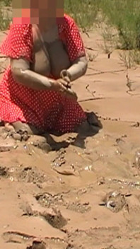 Julie Gets Messy in Mud - Huge Natural 38F Tits Swing in Wet Dirt Outside