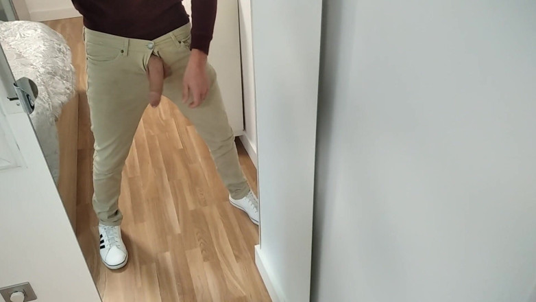 Elvissc: アマチュア男性が職場で出会う前に、非常に激しく、静脈のある大きなペニスを手で動かす