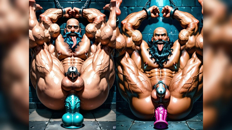 AI Blk: Bold Man Fuck with Dildo