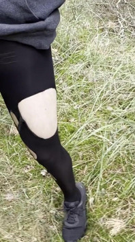 Teen boy walks in nature naked for gay Stepdaddy big dick pantyhose, flash Cut pants