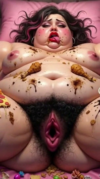 Awek montel gemuk dalam perhambaan yang dikelilingi oleh makanan - merayu untuk batang besar di dalamnya