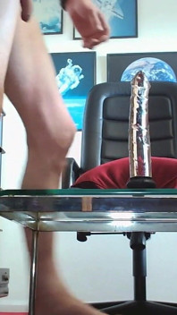 Playing with 9 Inch Glass Dildo