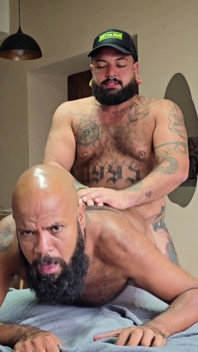 Bearded Stepfather Getting Fucked and Cumming with Tattooed Bear.