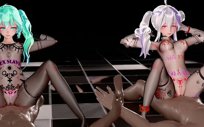 MikuMotion: [mmd]白・ミクバム ダブルミートダンス 屈辱模様 透明な黒絹乗り