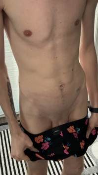 Skinny Twink Showing off Big White Uncut Cock