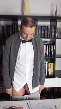 Hot Threesome Library Tease with Exposed Cock and Ass