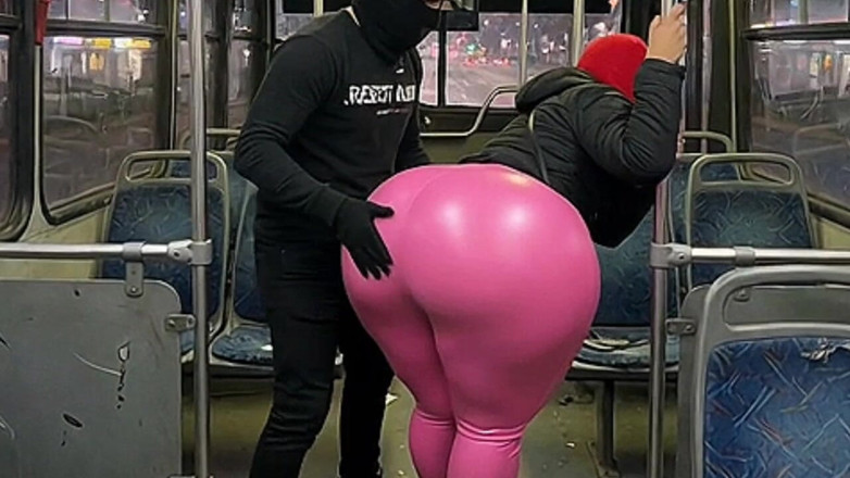 Animate golden: Dívka s velkým zadkem v černých kalhotách je stisknuta v autobuse...