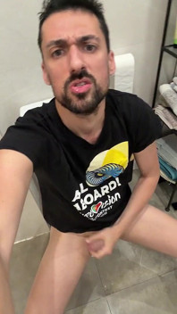 Hot Stepdaddy Jerking off Like Crazy in Public Bathroom