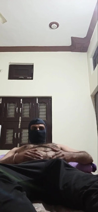 Solo Man Masturbating Using Big Balloon and Cumming on Stomach Before Going to Bed...