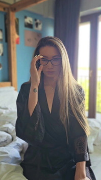 Asian MILF with Glasses in Silk Robe