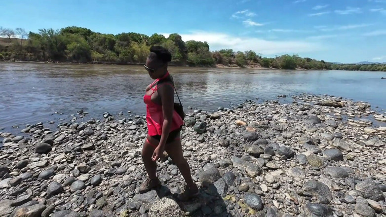 Jhodez1: Surprise Nature Walk with Ebony Hiking Down to River She...
