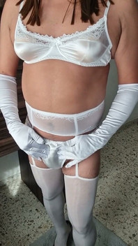 White Lingerie for the Sissy Wedding Night, Ready to Please Your Man