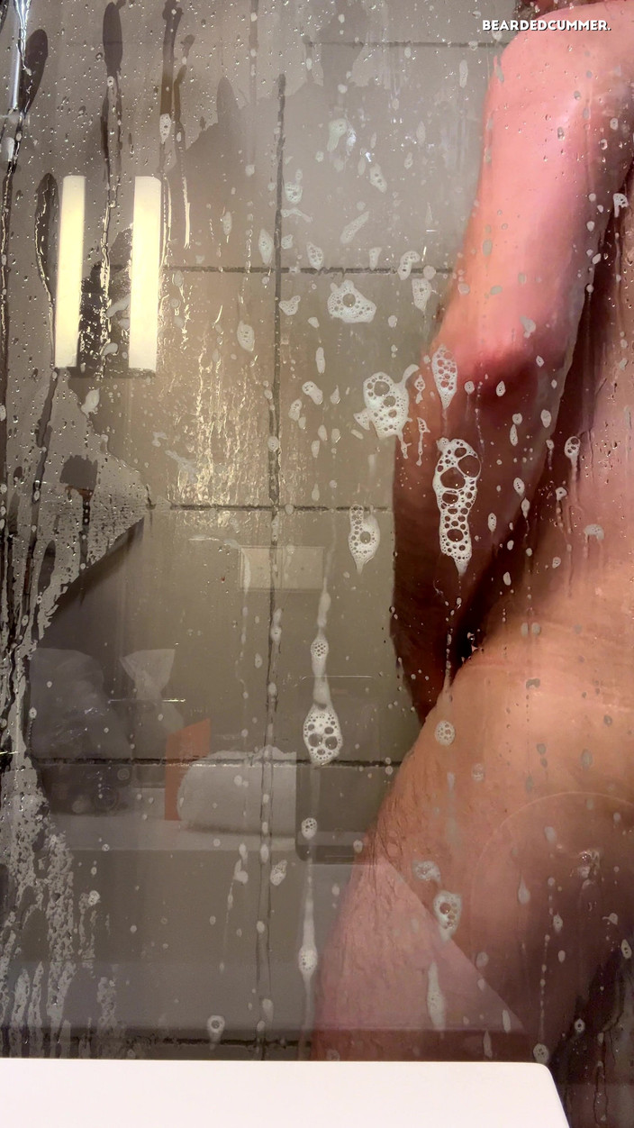 Beardedcummer: Hairy Bear Taking a Shower and Shows off Big Belly