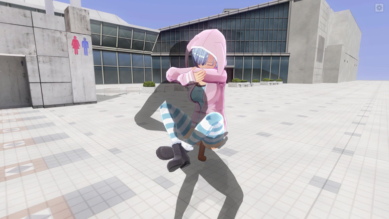 H3DC: HENTAI 3D. Ragazza carina scopa sul tetto del centro commerciale