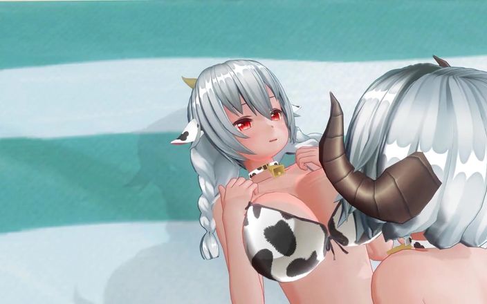 H3DC: 3D Hentai yuri cow girl scopa la sua ragazza