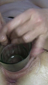Far Spread and Pumped Pussy Worked with Dildos Glasses and Billiard Ball Part3