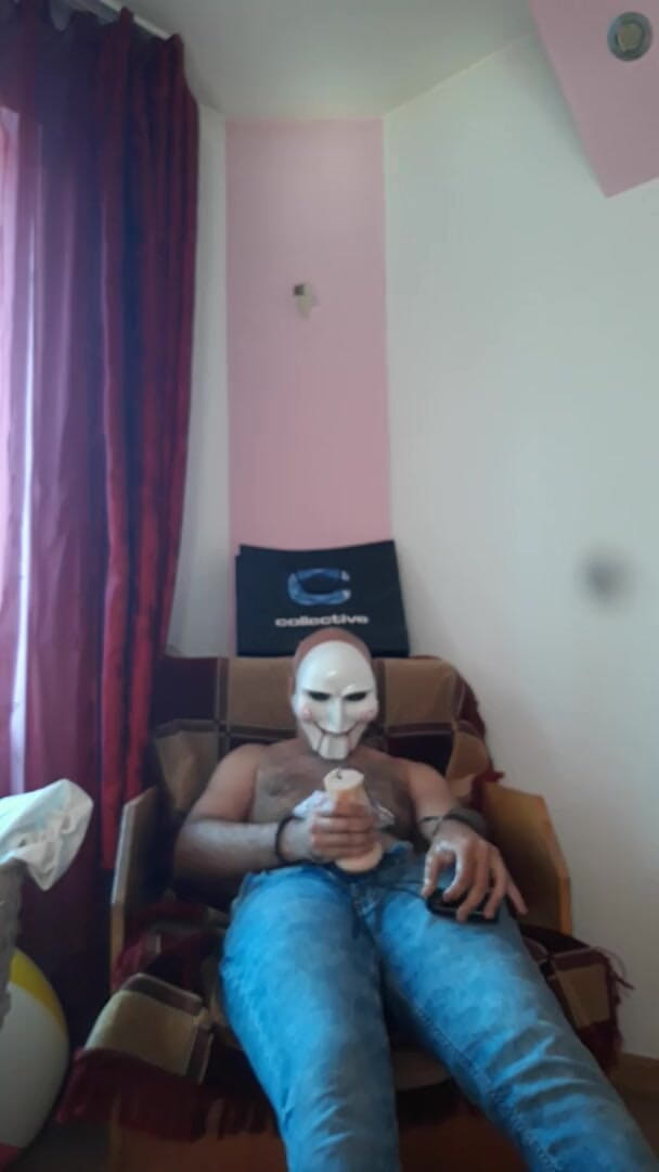 SingerMask: Jerking on pussy toy and wet panties