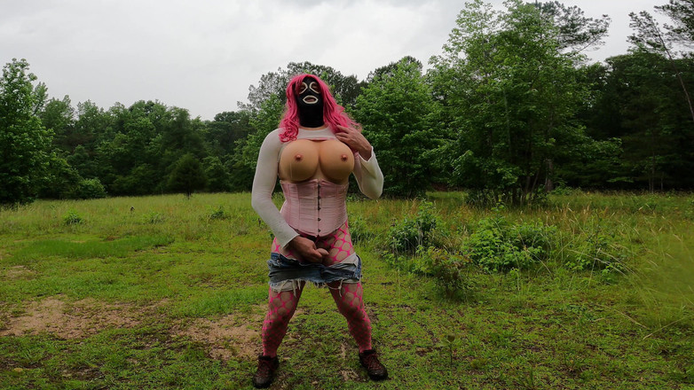 Jon Screcrow: Gaint Fake Tits Jon Scarecrow Having a Walk in the...