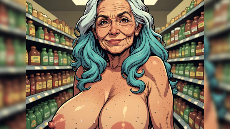 AI Porn: Gros nichons matures dans une épicerie