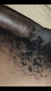 Ebony Amateur Jerking Oiled Hairy Black Dick in Closeup Solo Action