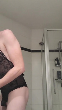 Straight Boy in Black Sexy Lingerie
