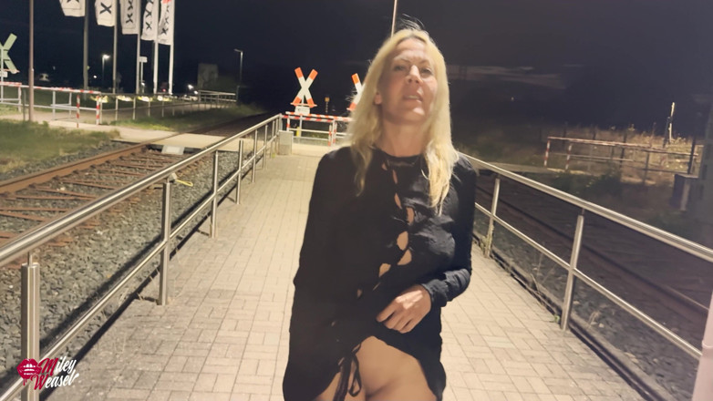 Miley Weasel: Horny Slut Fucked in the Middle of the Train Station!!