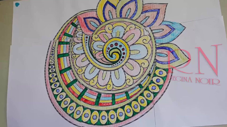 Regina Noir: Pintura nudista india con patrón - Mandala. A relajarse, música. Taller...
