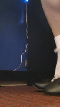 Gros plan, chaussettes en collants, ballerine, taquinage