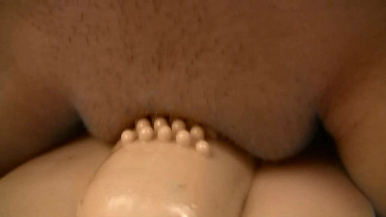 Tight little babes: Skinny teen riding a sex toy on bed