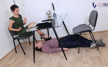 Secretary Making Foot Bitch Out of Her Boss