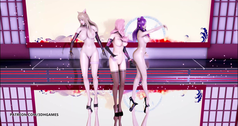 3D-Hentai Games: Tougen Renka - Nahý tanec Ahri Kaisa Seraphine sexy erotický tanec