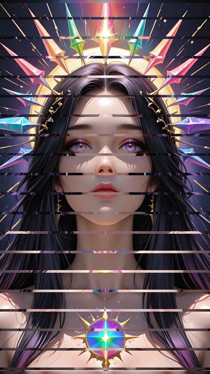 VelvetInk Studio: Shadow Oracle avec Rainbow Prism Spikes Cosmic Fantasy Beauty Ai...