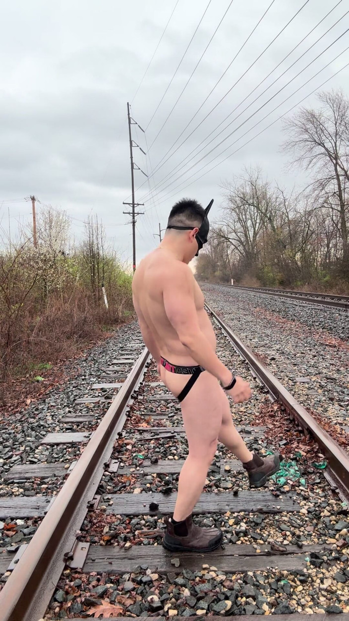 Barenakedmuscles: Rain-soaked Asian Muscle God in Jockstrap Bounces Pecs, Shows V-taper &amp;...