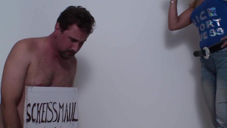 Femdom Austria: Foul mouth Joschi kneel in front of mistress