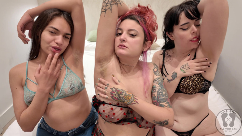 All You Can Fetish: 3人の少女の脇の下 フェティッシュ崇拝、嗅ぎ、舐め、くすぐり