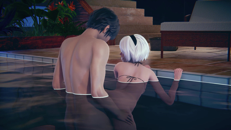 Waifu club 3D: 2B wird im pool doggystyle gefickt