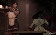 Futa Lady Dimitrescu Impregnates Her Willing House Maid / Resident Evil Futanari / the Mask of Joy