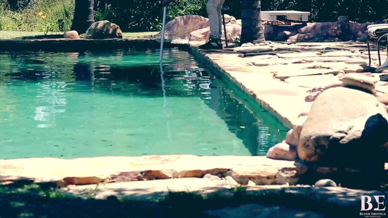 Blush erotica: Fantasy of pool boy in masturbation scene with dildo