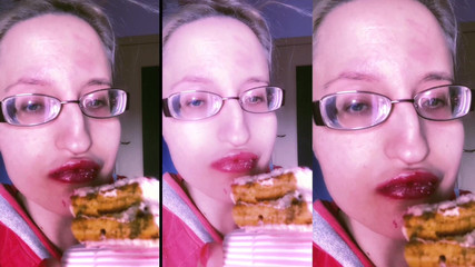 FinDom Goaldigger: Asmr red lipstick और Mini Cake खाना