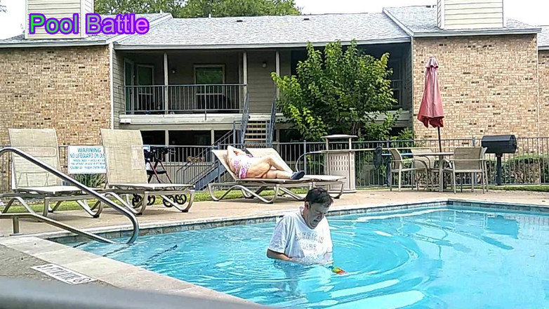 BBW nurse Vicki adventures with friends: BBW Nurse Vicki and Handsome Harry in Pool Battle