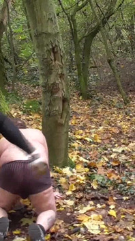 German Proll Doms Kick Old Slave Outdoor