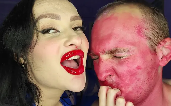 Princess18_: Sticky Juicy Red Lipstick Kisses All Over His Face