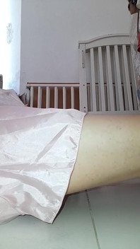 Crossdresser Cum Wearing Cute Girl Satin Party Dress
