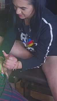 Friends Girl Jerking Me off While She Flashes Me Her Pussy
