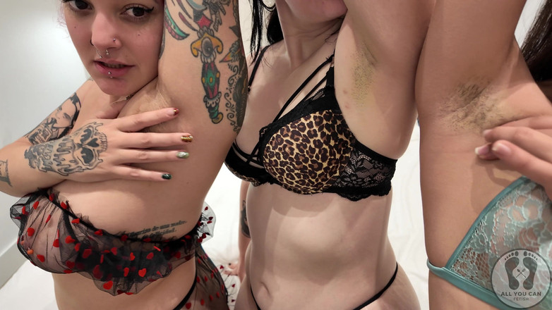 All You Can Fetish: 3 mädchen achselhöhlen fetisch-anbetung, schnüffeln, lecken und kitzeln