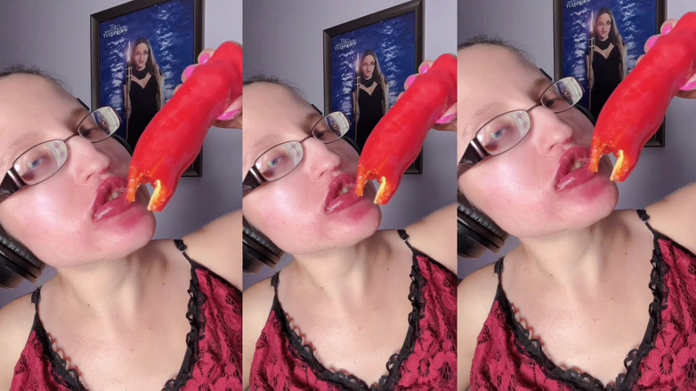 FinDom Goaldigger: Asmr Paprika Pepper Eating - Asmr, Augenbrille, Gianess, Lippenstift, große Lippen,...