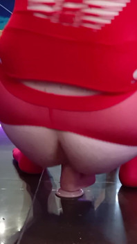 Just the View From Behind. Red Stockings, Open Hole, and a Dildo Waiting on the Floor