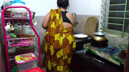 Aria Mia: Desi Stepaunty Fucked by Stepson in Kitchen When She Cooking!
