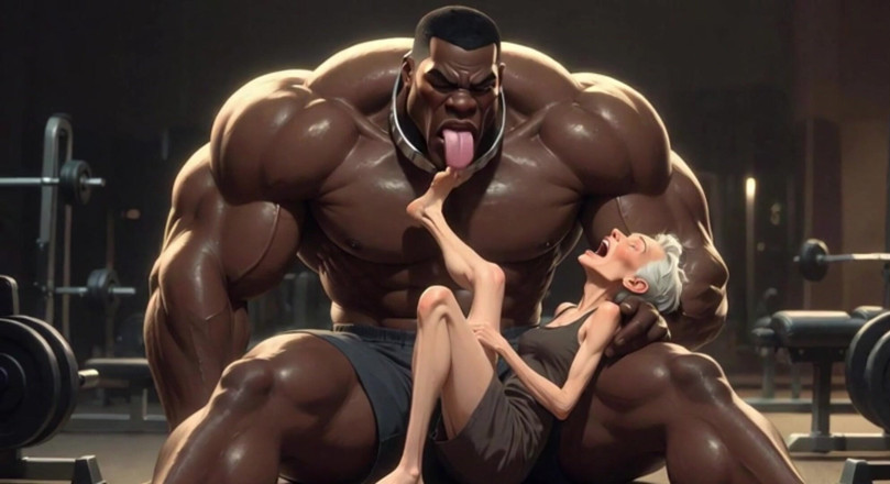 Anime Hentai: Nenek merintih keseronokan - lelaki hitam kuat menghisap kakinya