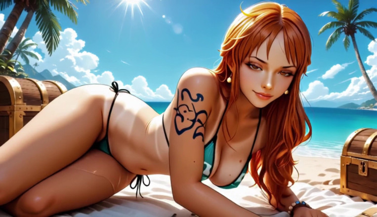 Sdanimacionescol: Nami жестко трахнули Luffy и Zoro - тройничок на пляже One Piece, хентай без цензуры